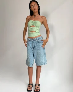 Motel Rocks Bandeau Tops-Dayu Bandeau Crop Top in Silver Sage silversage