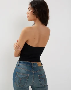 Motel Rocks Basics-Dayu Bandeau Crop Top in black