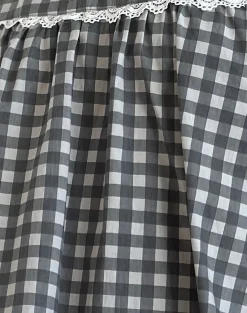 Motel Rocks Shirts And Blouses | Printed Tops-Demona Top in Tonal Gingham Black and Grey
