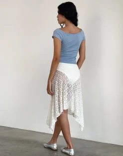 Motel Rocks A Line Skirts | Midi Skirts-Dendro Midi Skirt in Lace Ivory