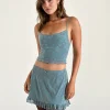 Motel Rocks Co-Ords | Printed Tops-Deri Cami Top in Grunge Floral Blue Grey