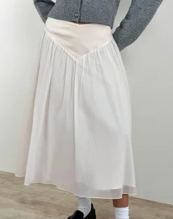 Motel Rocks A Line Skirts | Maxi Skirts-Derika V Waist Maxi Skirt in Cream