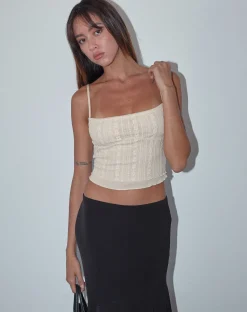 Motel Rocks Vest Tops | Strappy Tops-Deska Cami Top in Lace Ivory LaceIvory