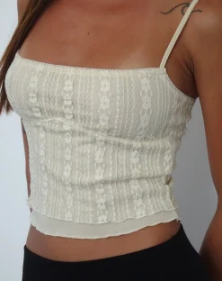 Motel Rocks Vest Tops | Strappy Tops-Deska Cami Top in Lace Ivory LaceIvory