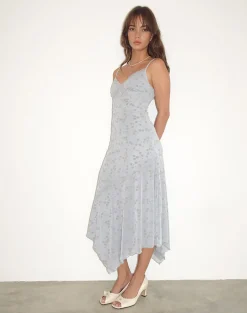 Motel Rocks Printed Dresses | Day Dresses-Devon Midi Dress in Flock Chic Petals Grey