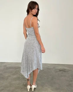Motel Rocks Printed Dresses | Day Dresses-Devon Midi Dress in Flock Chic Petals Grey