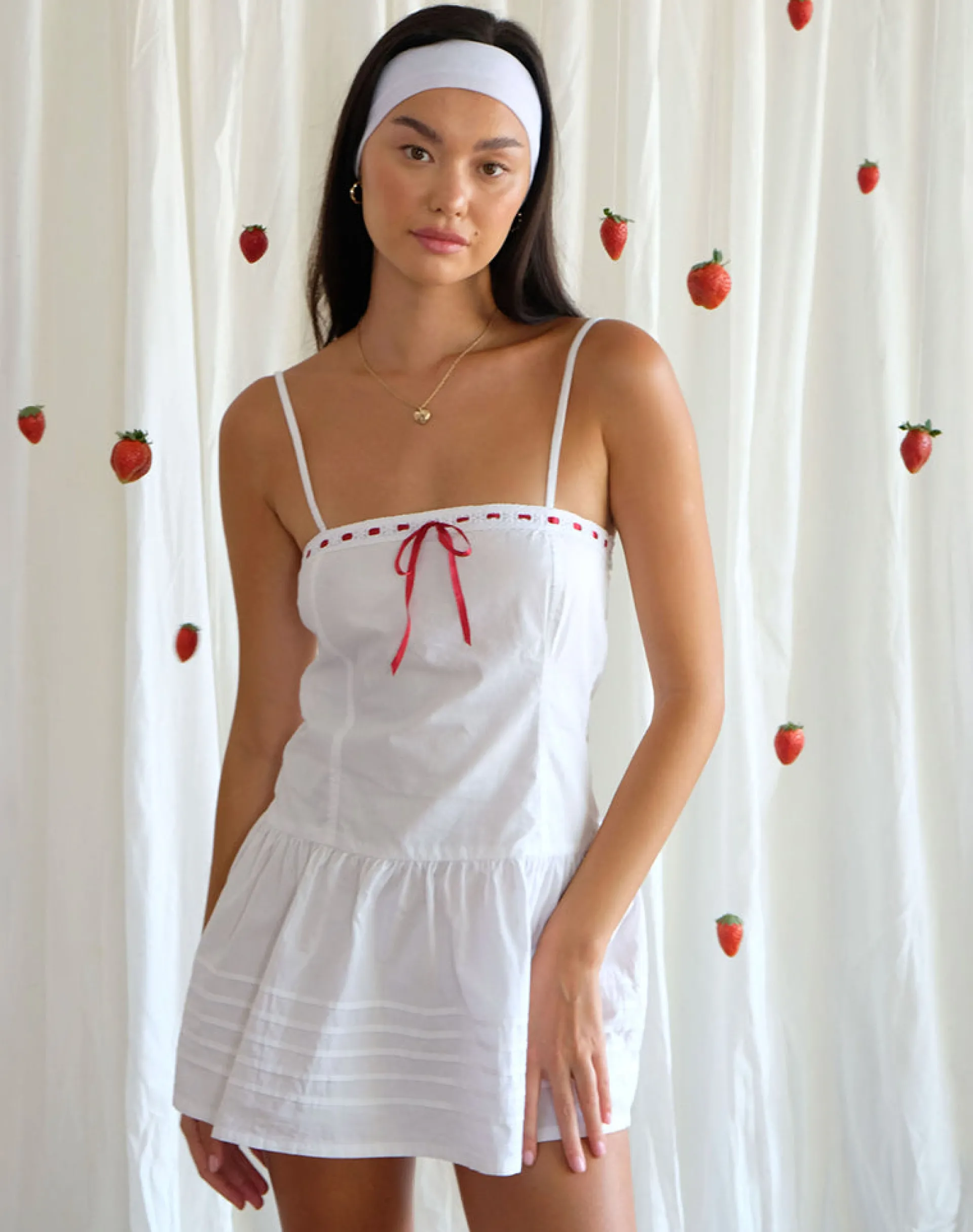Motel Rocks Day Dresses | Mini Dresses-Dhilla Mini Dress in White Poplin