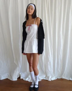 Motel Rocks Day Dresses | Mini Dresses-Dhilla Mini Dress in White Poplin