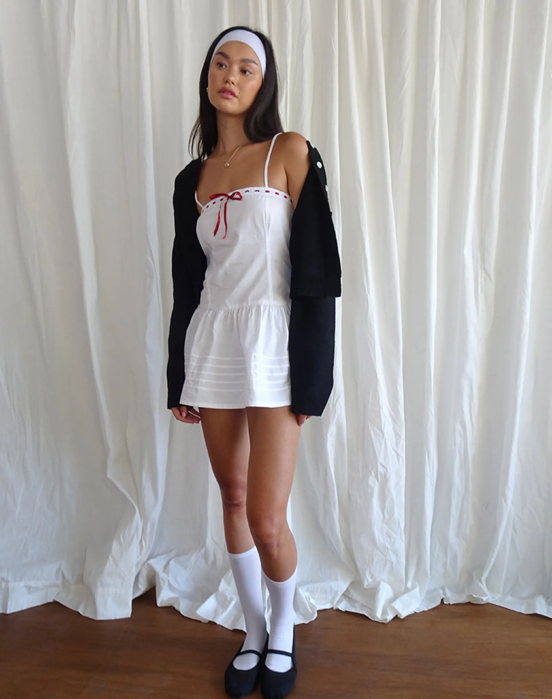 Motel Rocks Day Dresses | Mini Dresses-Dhilla Mini Dress in White Poplin