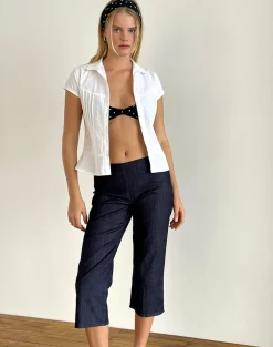 Motel Rocks Basics-Diran Capri Trouser in Chambray Indigo