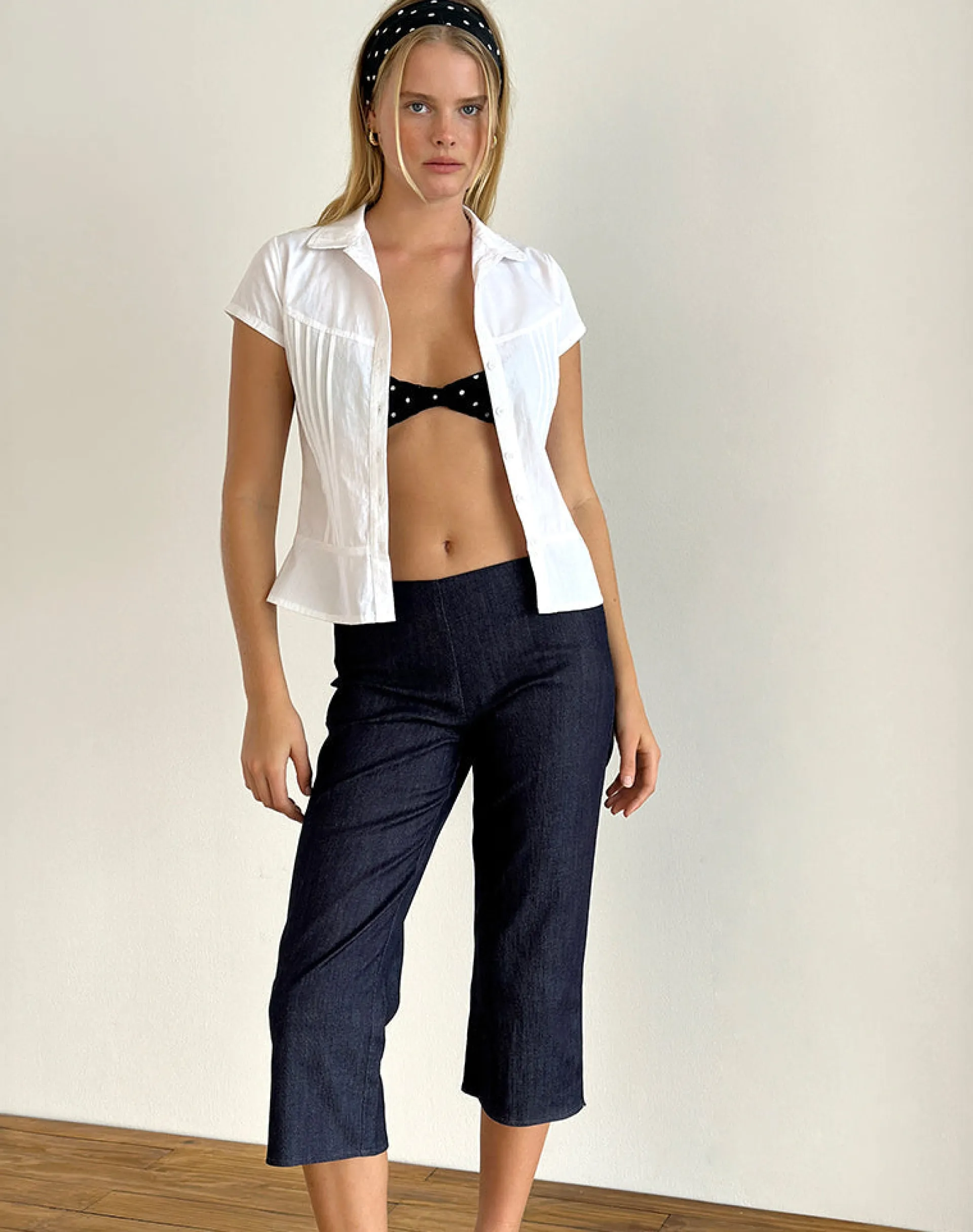 Motel Rocks Basics-Diran Capri Trouser in Chambray Indigo