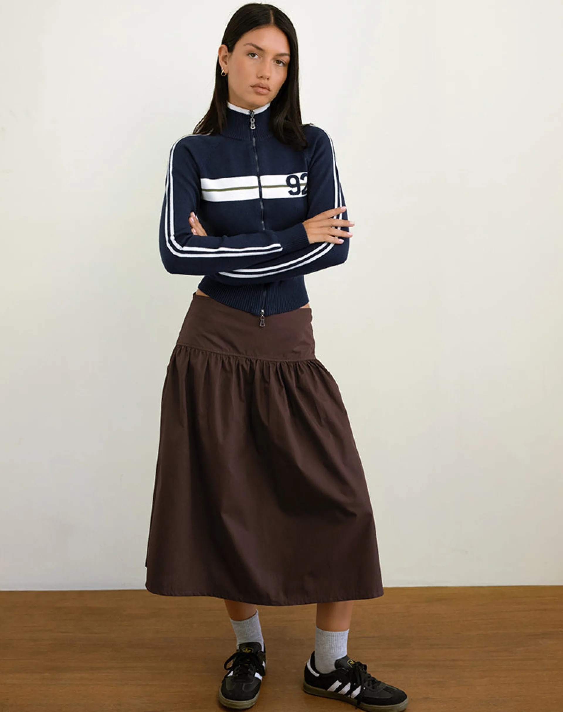Motel Rocks Midi Skirts-Ditara Midi Skirt in Chocolate Brown