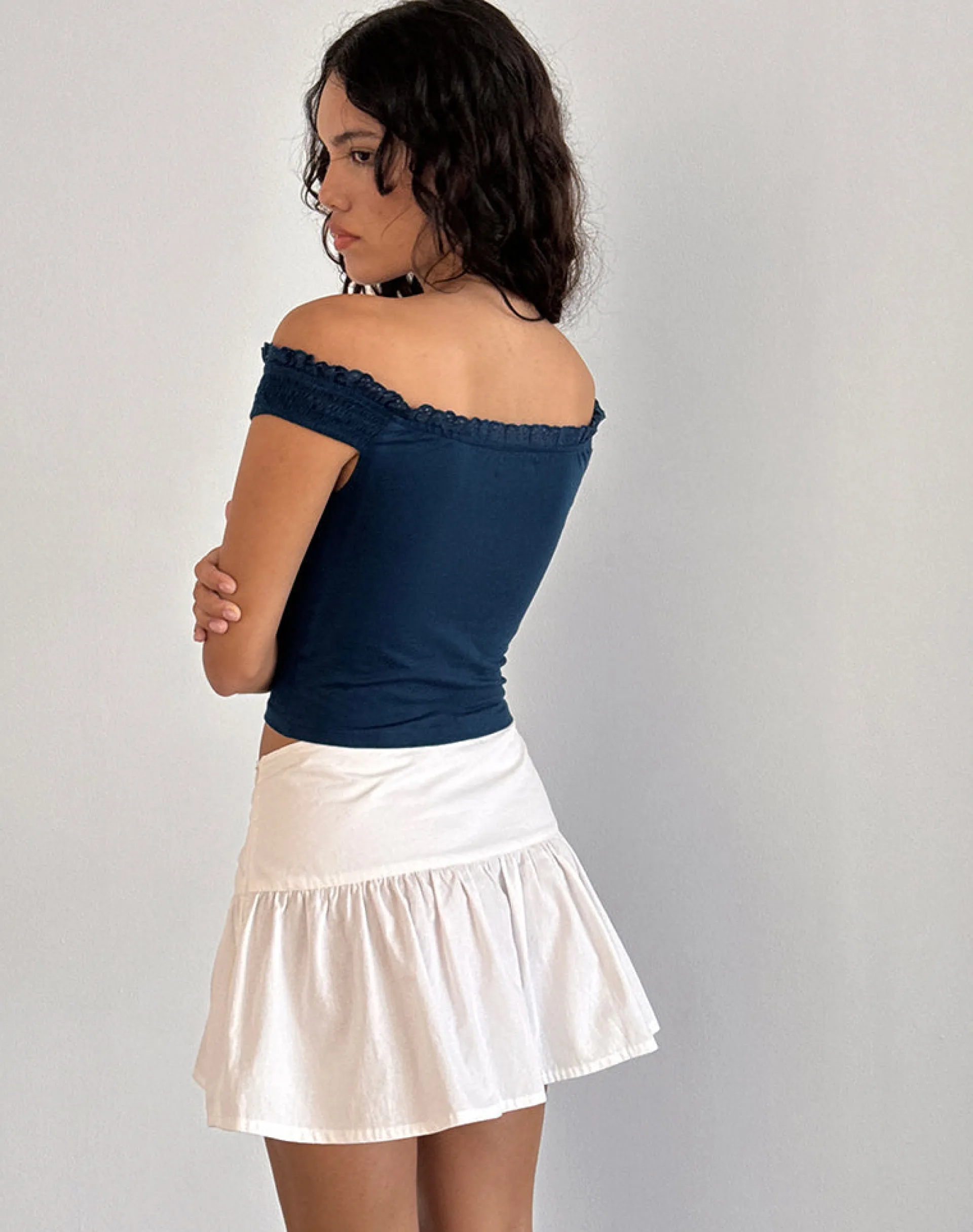 Motel Rocks Corset Tops | Going Out Tops-Dovica Lace Trim Corset Top in navy