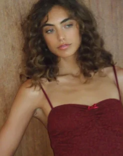 Motel Rocks Bodycon Dresses | Party Dresses-Drusilla Midi Dress in Rose Lace Burgundy