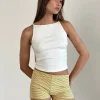 Motel Rocks Basic Tops | Vest Tops-Dudley Ribbed Vest Top in Off White OffWhite