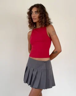 Motel Rocks Basics | Vest Tops-Dudley Vest Top in Adrenaline Red AdrenalineRed
