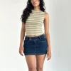 Motel Rocks Basic Tops | Strappy Tops-Dudley Vest Top in Green, Pink and White Stripe GreenPinkandWhiteStripe