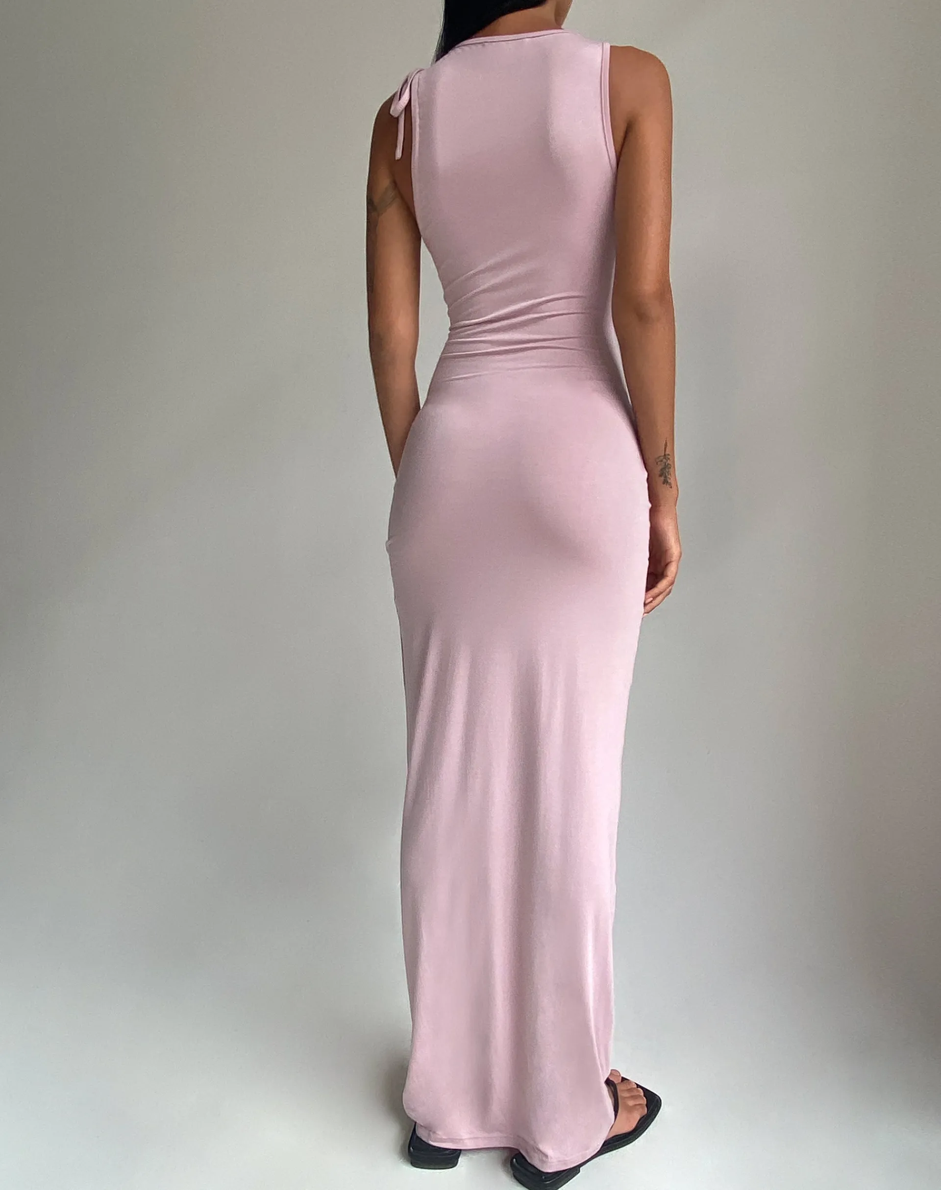 Motel Rocks Bodycon Dresses | Party Dresses-Elinor Maxi Dress in Slinky Baby Pink BabyPink