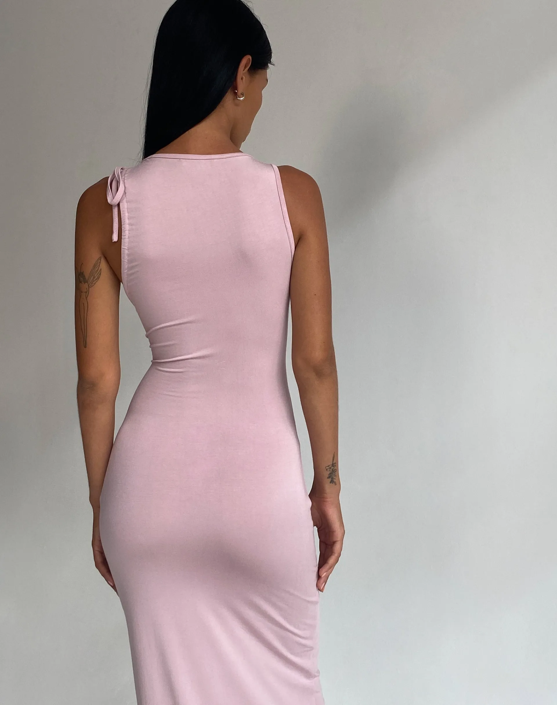 Motel Rocks Bodycon Dresses | Party Dresses-Elinor Maxi Dress in Slinky Baby Pink BabyPink