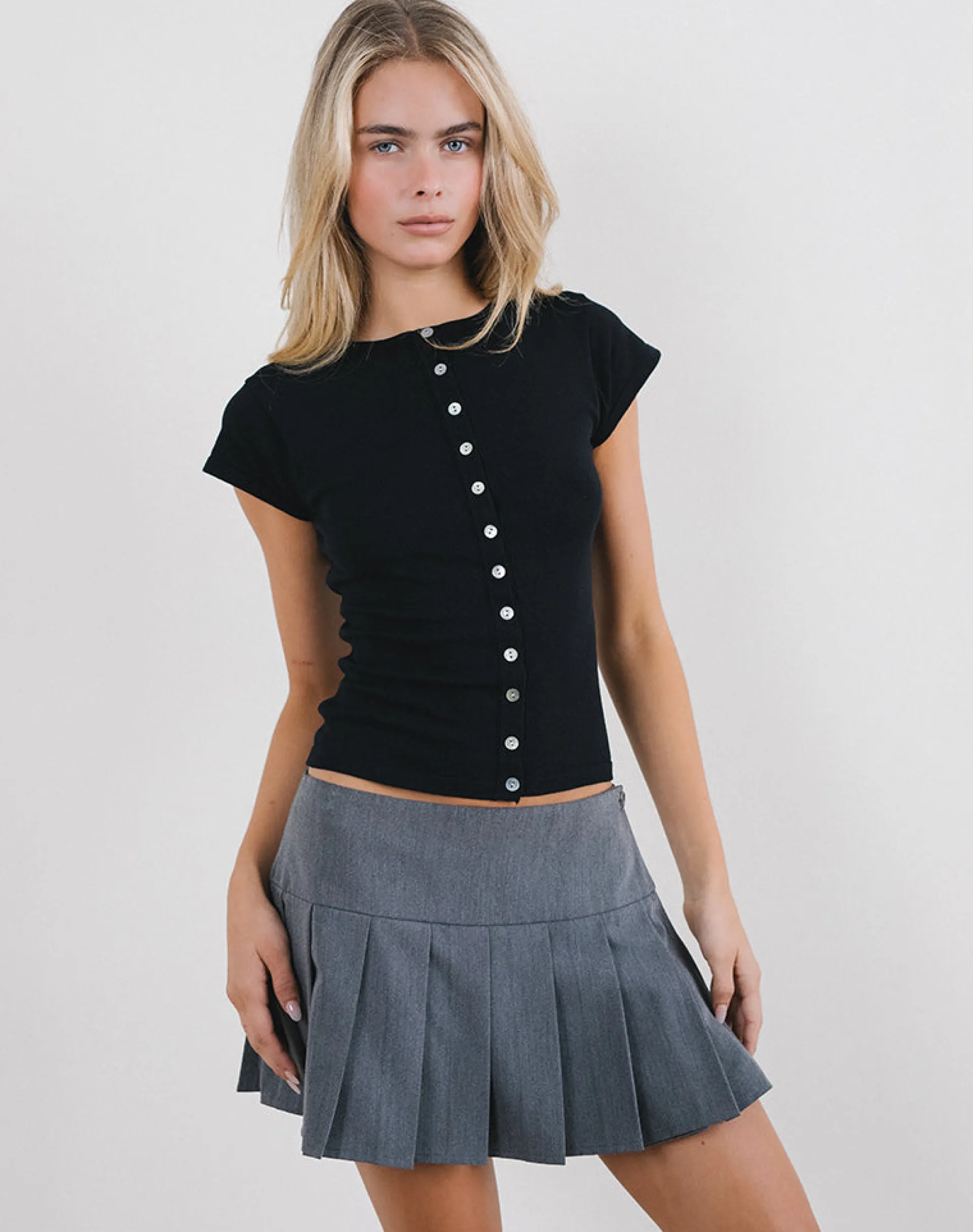 Motel Rocks Tailoring-Elmira Top in Flat Knit Black FlatKnitBlack