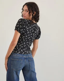 Motel Rocks Printed Tops-Elvita Top in Floral Land Black