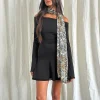 Motel Rocks Long Sleeve Dresses | Little Black Dresses-Elwyn Bardot Mini Dress in Slinky Black