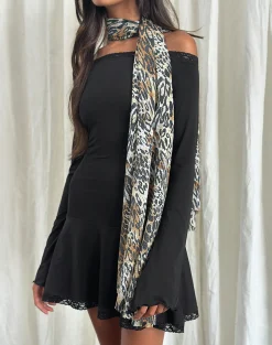 Motel Rocks Long Sleeve Dresses | Little Black Dresses-Elwyn Bardot Mini Dress in Slinky Black