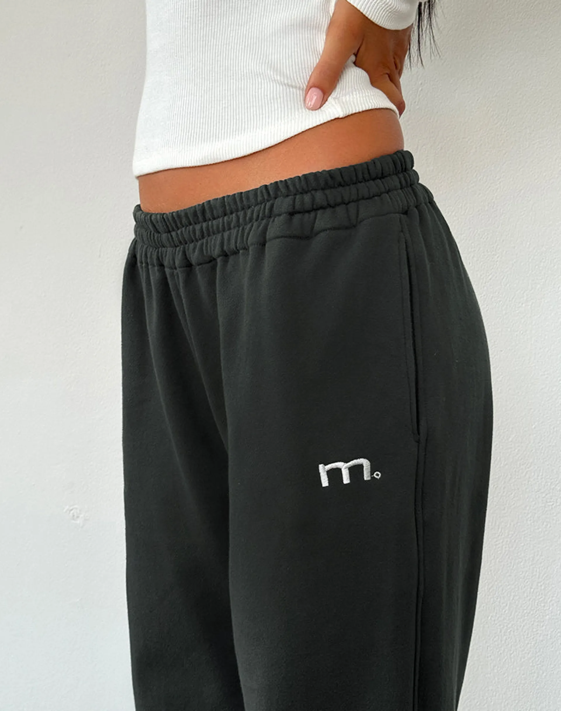 Motel Rocks Basics | Co-Ords-Em Jogger in Beluga Light Grey with M Embroidery BelugaLightGreywithMEmbroidery