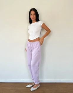 Motel Rocks Basics-Em Jogger in Violet Grey with Bow Embroidery VioletGreywithBowEmbroidery