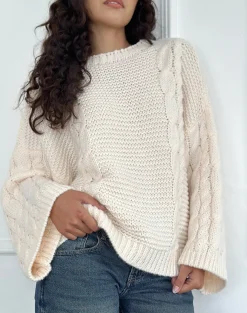 Motel Rocks Jumpers-Emarti Jumper in Luxe Chunky Knit Ivory