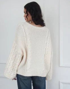 Motel Rocks Jumpers-Emarti Jumper in Luxe Chunky Knit Ivory