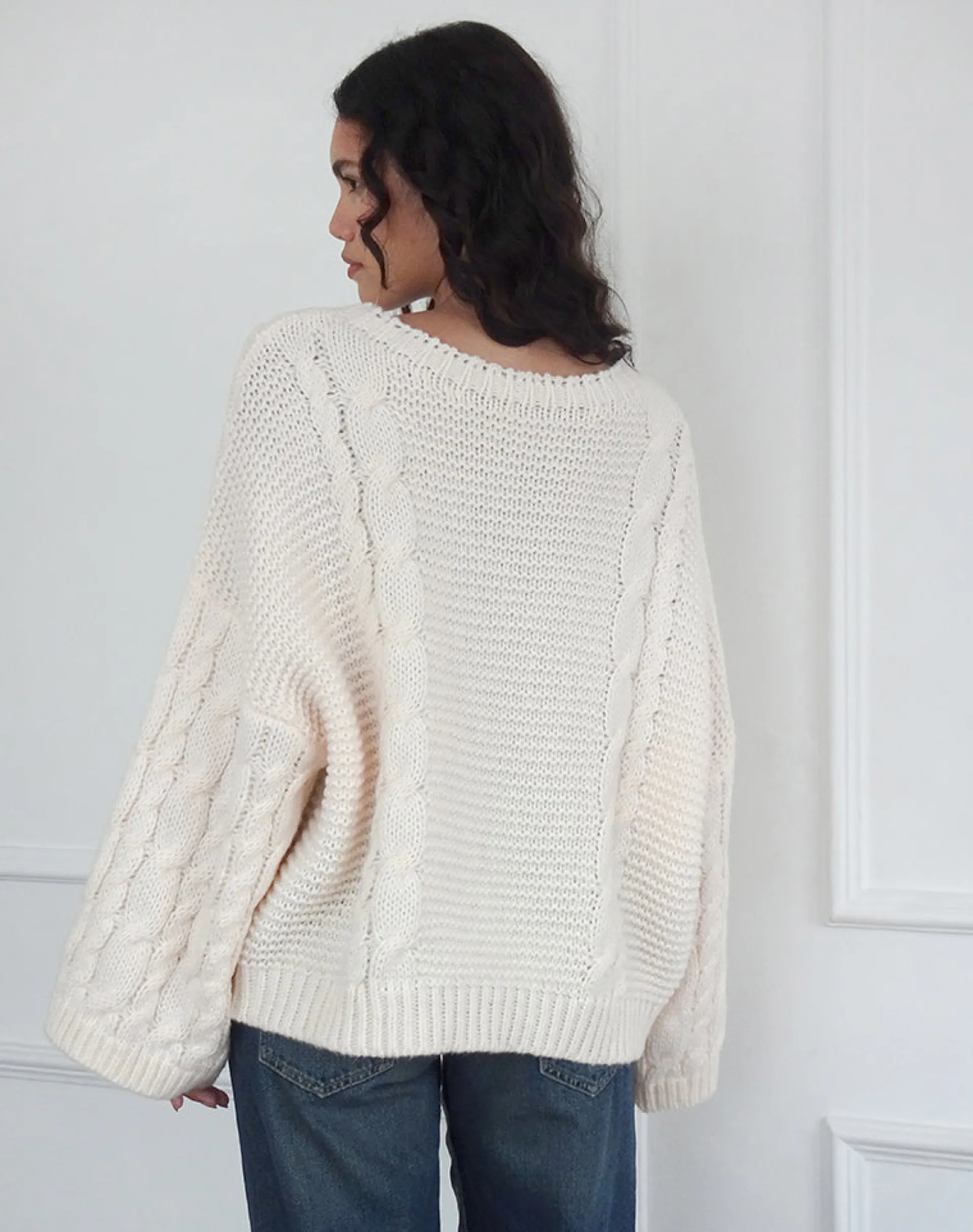 Motel Rocks Jumpers-Emarti Jumper in Luxe Chunky Knit Ivory