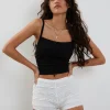 Motel Rocks Loungewear-Ena Frilly Bloomer Micro Shorts in Ivory