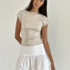 Motel Rocks Sequin Tops | Going Out Tops-Erika Backless Top in Neutral Sequin NeutralSequin