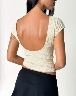 Motel Rocks Sequin Tops-Erika Backless Top in Sequin Mesh Ivory SequinMeshIvory