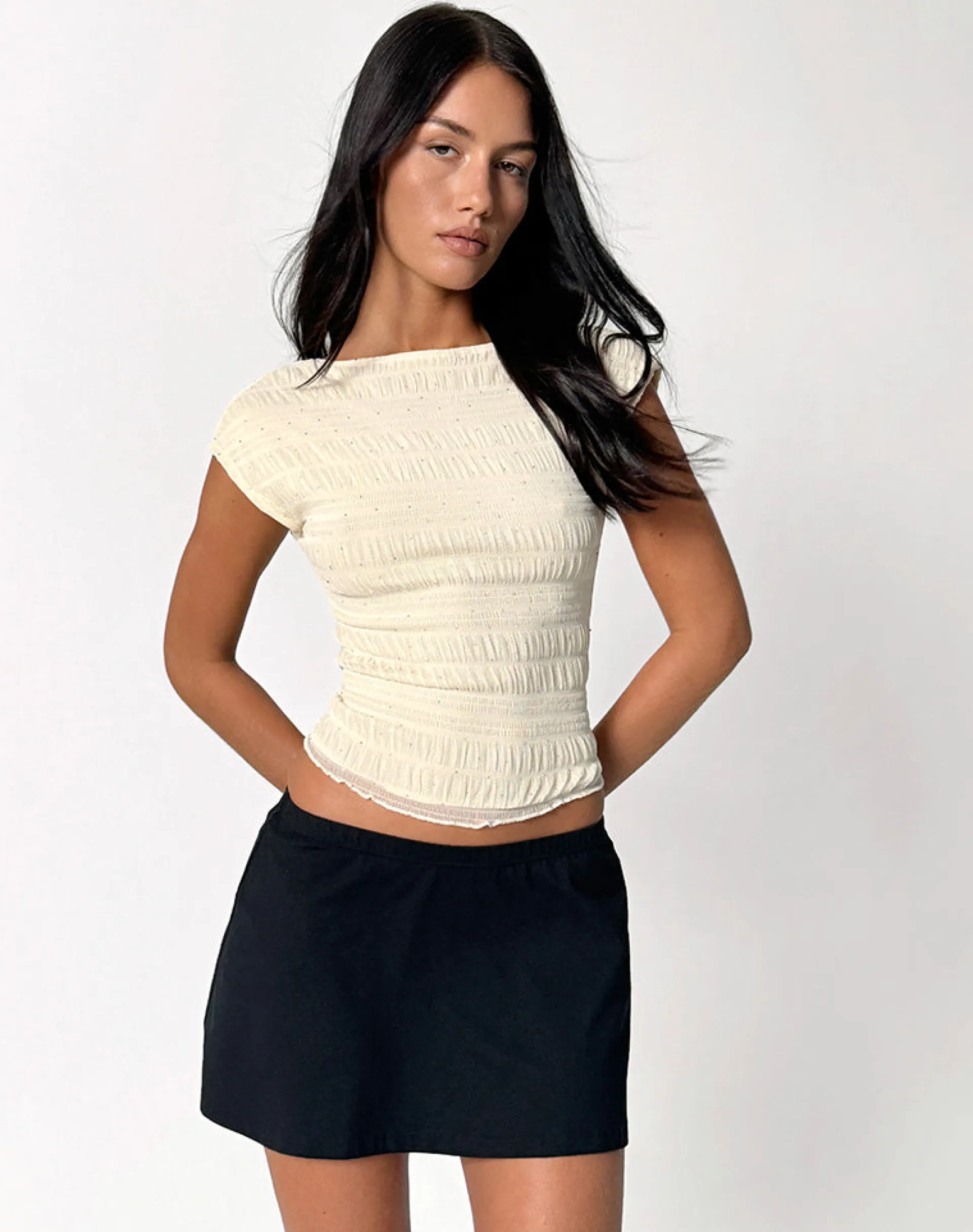 Motel Rocks Sequin Tops-Erika Backless Top in Sequin Mesh Ivory SequinMeshIvory
