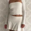 Motel Rocks Basics | Bandeau Tops-Ernie Bandeau Rib Top in ivory