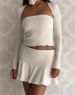 Motel Rocks Basics | Bandeau Tops-Ernie Bandeau Rib Top in ivory