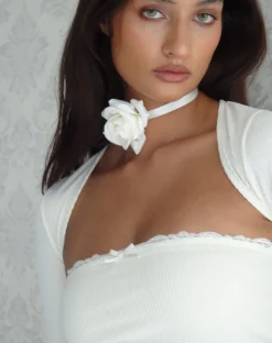 Motel Rocks Basics | Bandeau Tops-Ernie Bandeau Rib Top in ivory
