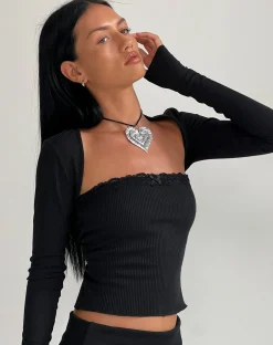 Motel Rocks Basics | Basic Tops-Ernie Bandeau Rib Top in black