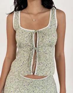 Motel Rocks Co-Ords-Esau Tie Front Top in Parma Violet ParmaViolet
