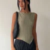 Motel Rocks Vest Tops | Basic Tops-Etta Knitted Vest Top in sage