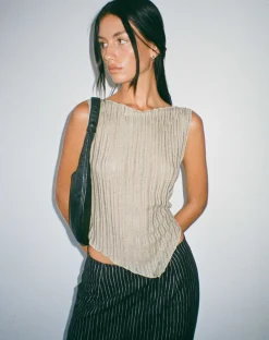 Motel Rocks Vest Tops | Basic Tops-Etta Knitted Vest Top in sage
