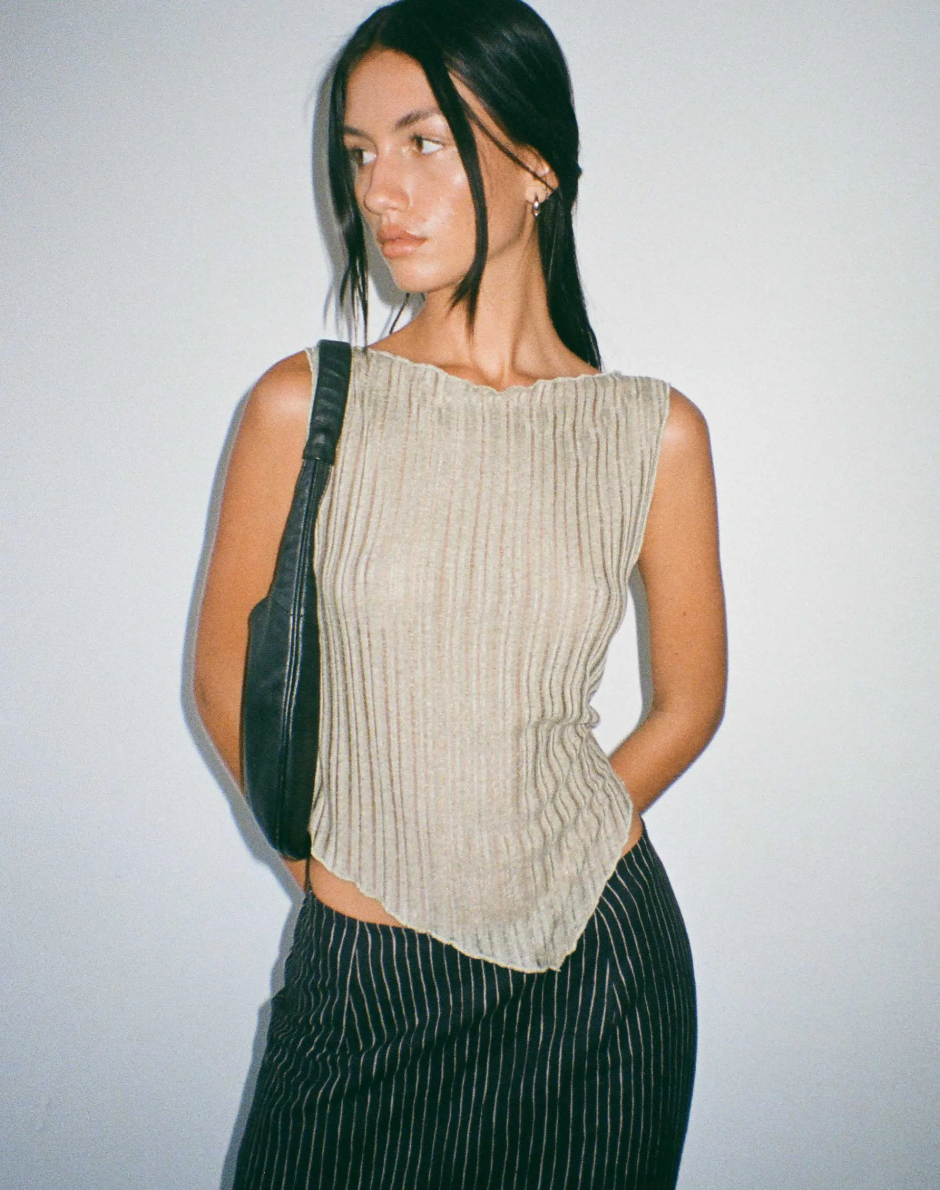 Motel Rocks Vest Tops | Basic Tops-Etta Knitted Vest Top in sage