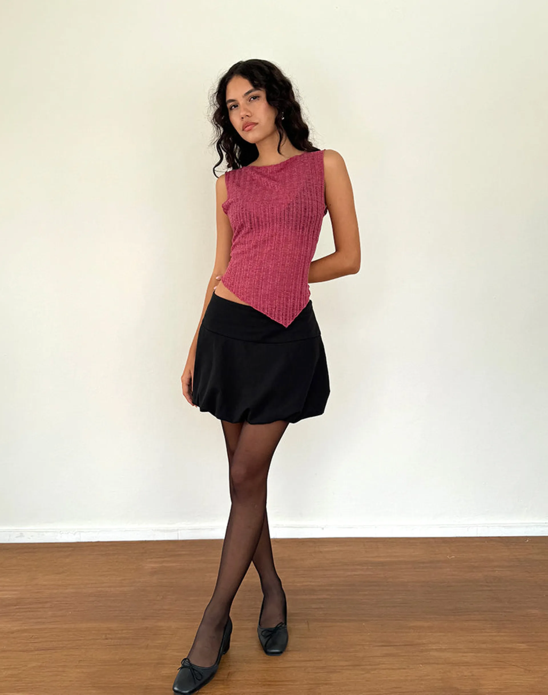 Motel Rocks Vest Tops-Etta Vest Top in Burgundy