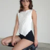 Motel Rocks Basic Tops | Vest Tops-Etta Vest Top in Crinkle Ivory CrinkleIvory