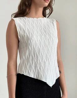 Motel Rocks Basic Tops | Vest Tops-Etta Vest Top in Crinkle Ivory CrinkleIvory