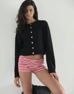 Motel Rocks Micro Shorts-Eunia Micro Shorts in Red and White Stripe RedandWhiteStripe