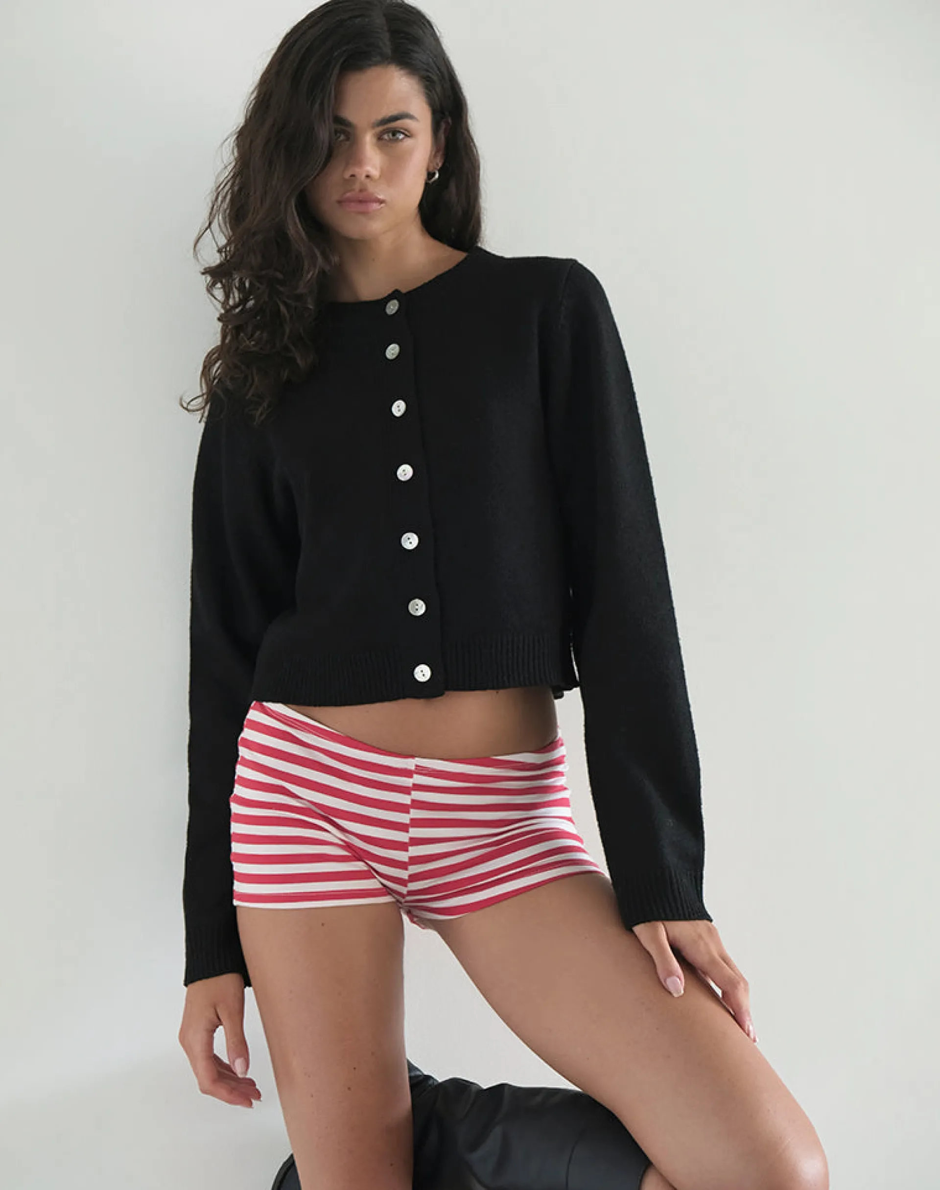 Motel Rocks Micro Shorts-Eunia Micro Shorts in Red and White Stripe RedandWhiteStripe