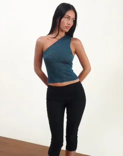 Motel Rocks Going Out Tops-Evelina Top in Ocean Shimmer OceanShimmer